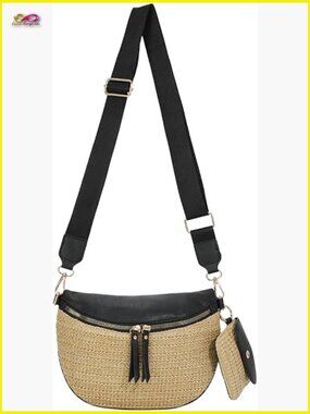 Straw Leather Crossbody Sling Bag Summer Beach Handbag Woven Adjustable Strap